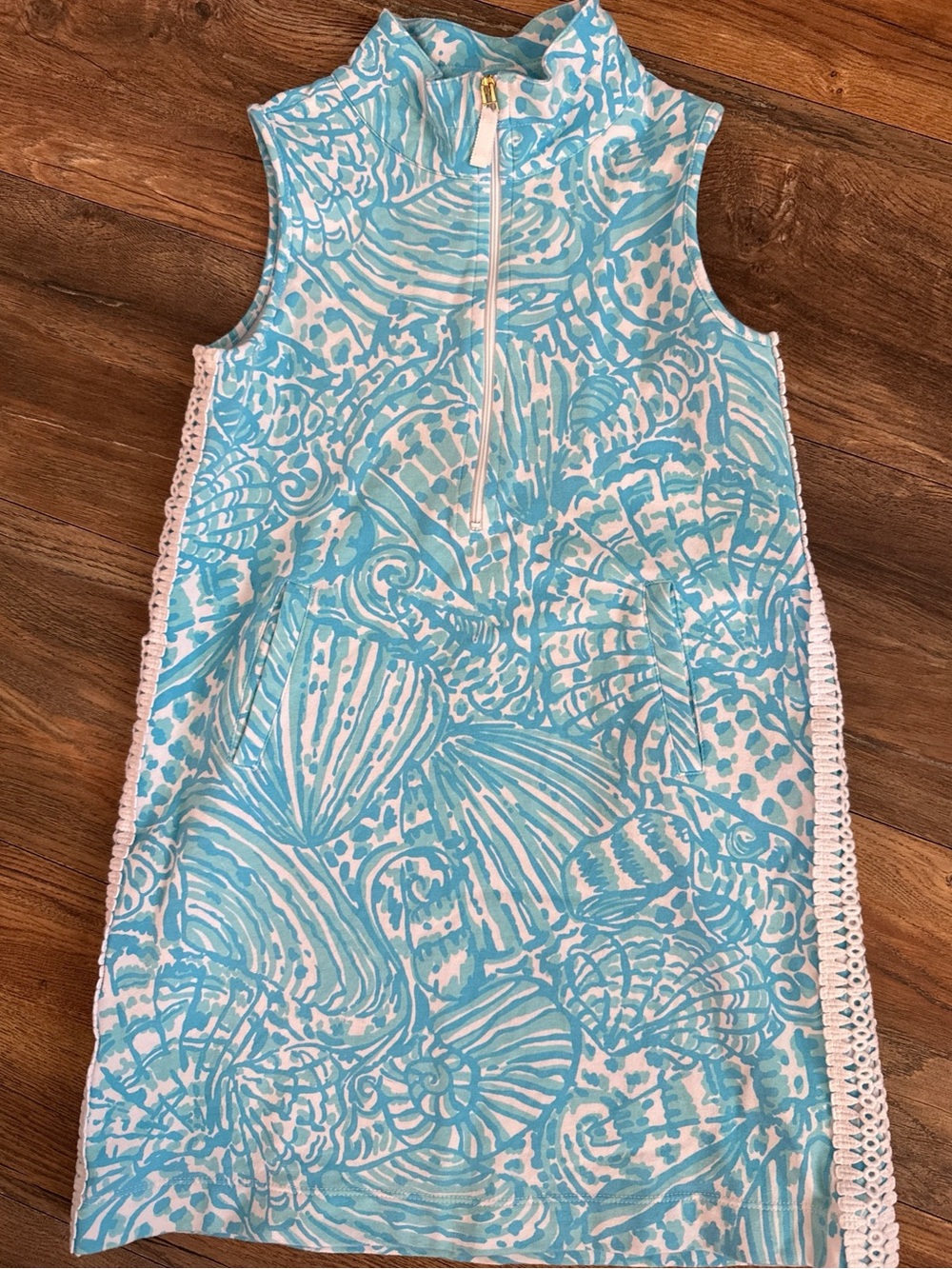 Lily Pulitzer Size L 8-10 Girls Skipper Dress Succulent Blue Sea Cups